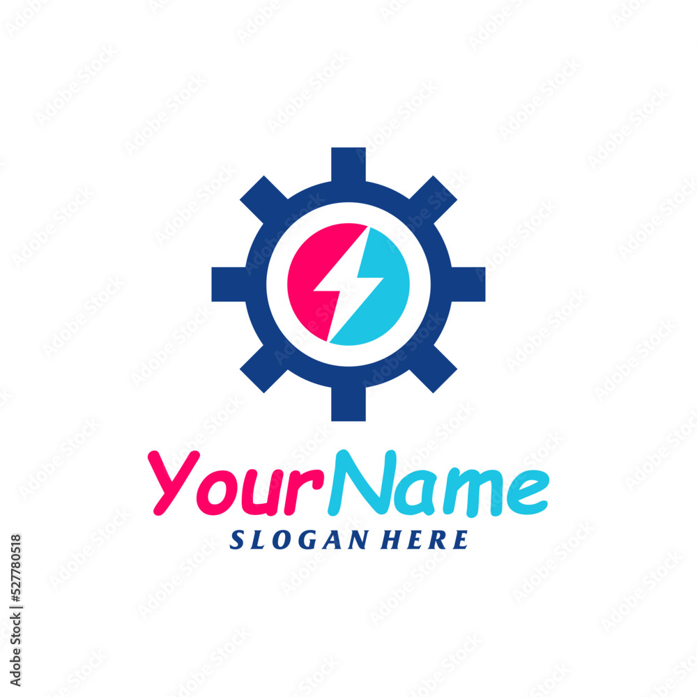 Thunder Gear Logo Design Template. Fast Gear logo concept vector. Creative Icon Symbol