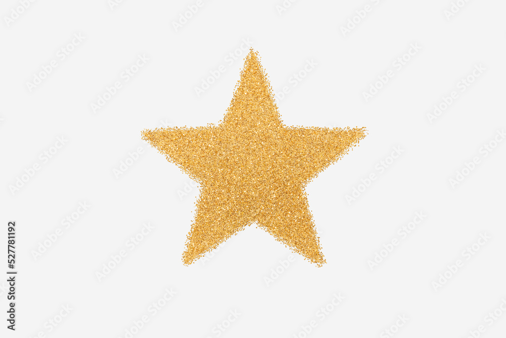 Five point star symbol shape made of golden glitter Five point star symbol shape made of golden glitter