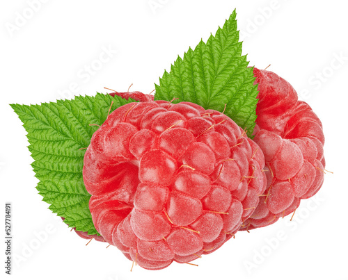 fresh raspberry with leaf photo