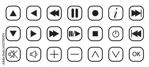 TV and media player button icon flat design vector template
