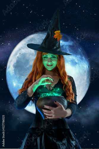 Vászonkép Witch on Halloween
