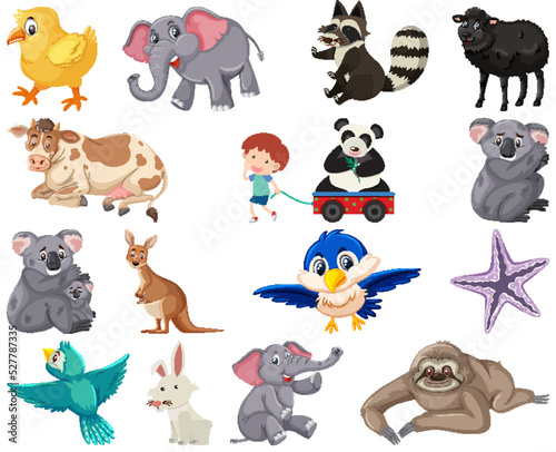 Canvas Print Set of various animals cartoon