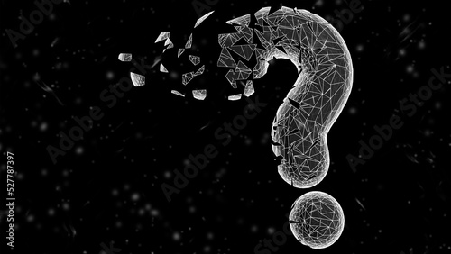 Question mark on black background. 3D Illustration.