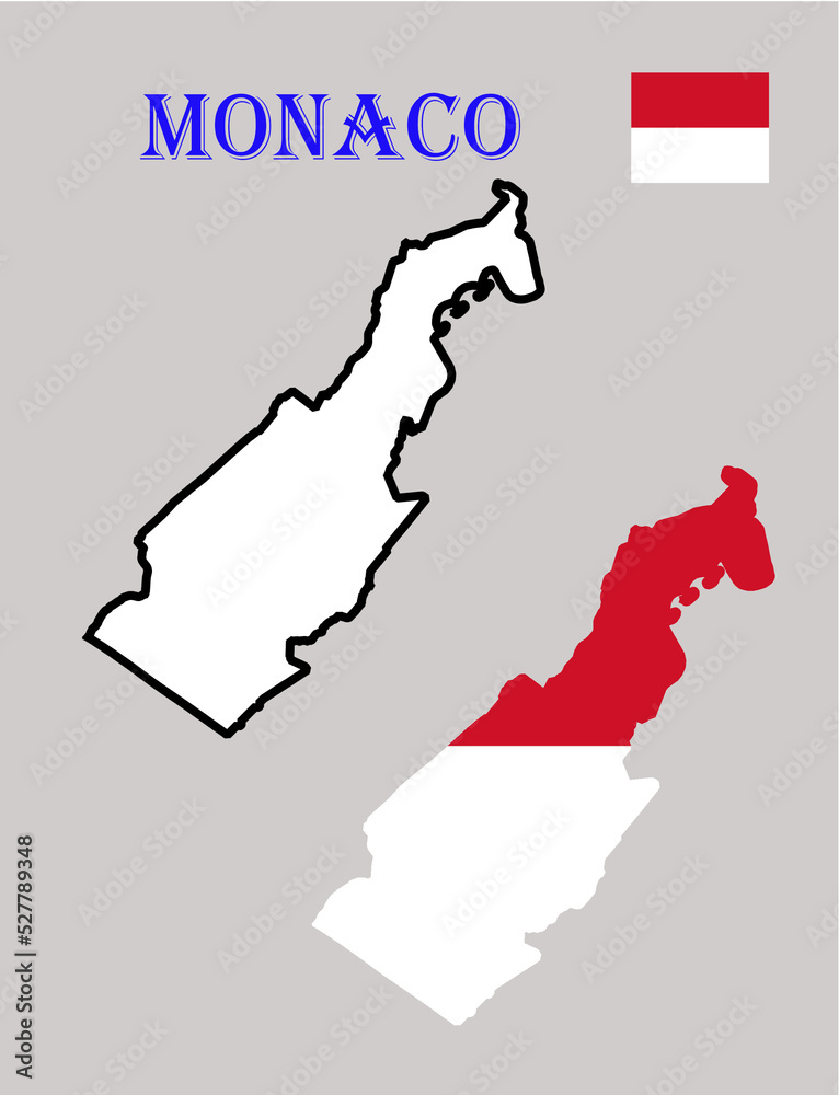 Obraz premium Monaco Map with Flag