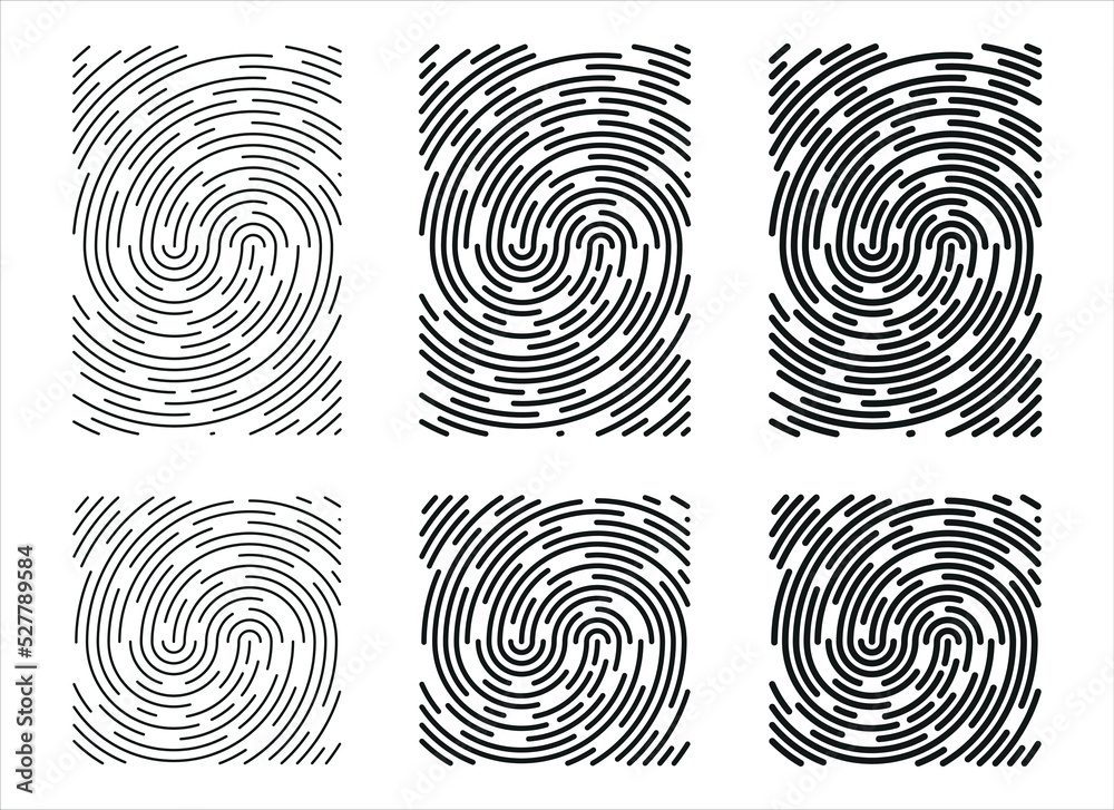 Fingerprint identification symbol icon set in flat style. Security authentication. Vector illustration isolated on white