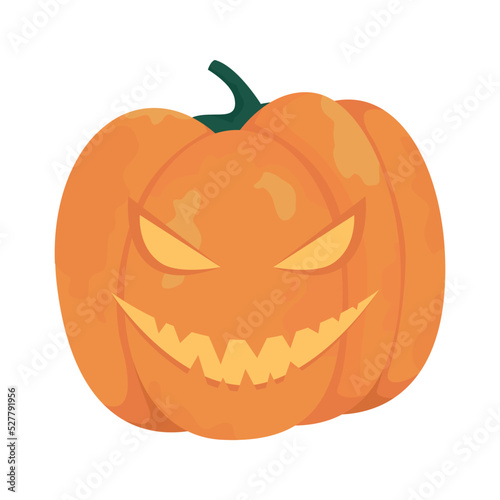 Halloween pumpkin semi flat color vector object. Editable element. Full sized item on white. Scare away evil spirits simple cartoon style illustration for web graphic design and animation