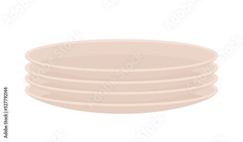Pile of plates semi flat color vector object. Full sized item on white. Preparing and serving holiday dinner. Tableware simple cartoon style illustration for web graphic design and animation