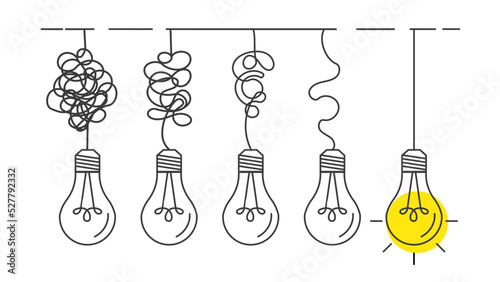 Organization and simplification of processes. Solving a business problem concept. Creative idea vector illustration