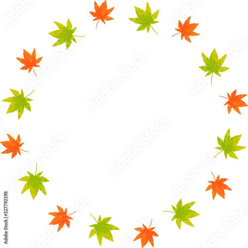 モミジのフレーム　水彩風　手描きイラスト