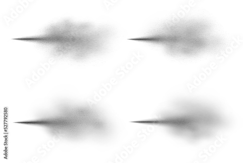 Black spray paint, atomizer or deodorant splash, sprayer effect isolated on white.