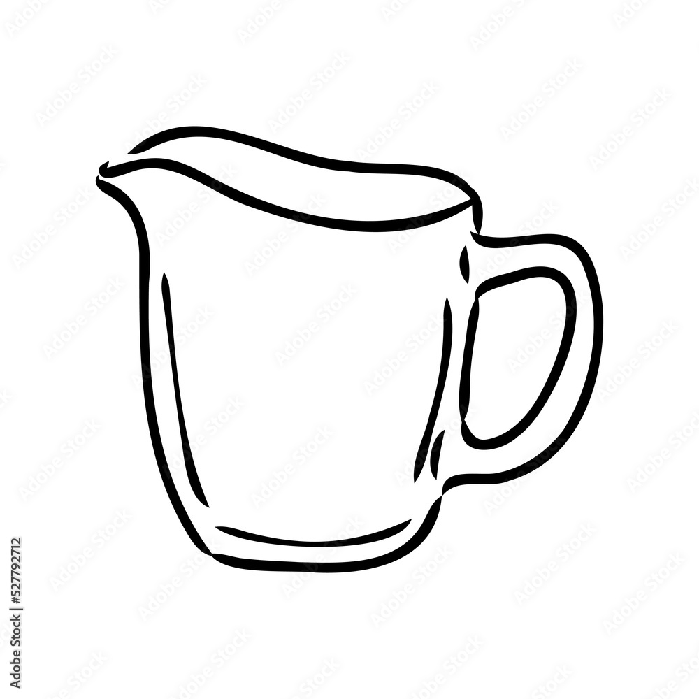 Creamer jug hand drawn vector illustration isolated on white background Creamer jug hand drawn vector illustration isolated on white background