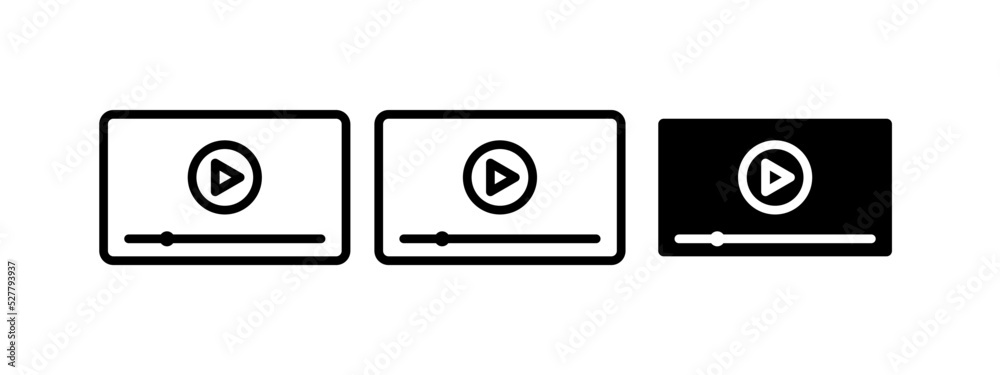 Player set icon. Movie, watch, series, play button, cinema, video hosting, entertainment, pause, player, view, screen, online, app, website. Film concept. Vector line icon for Business and Advertising Player set icon. Movie, watch, series, play button, cinema, video hosting, entertainment, pause, player, view, screen, online, app, website. Film concept. Vector line icon for Business and Advertising