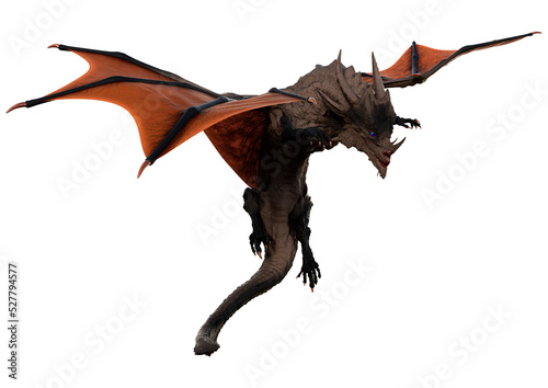 3D Rendering Fairy Tale Dragon on White