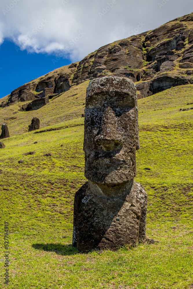 Moai statues in the Rano Raraku Volcano in Easter Island, Rapa Nui