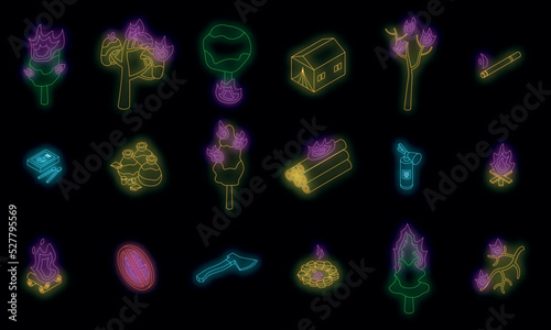 Burning neon color on black