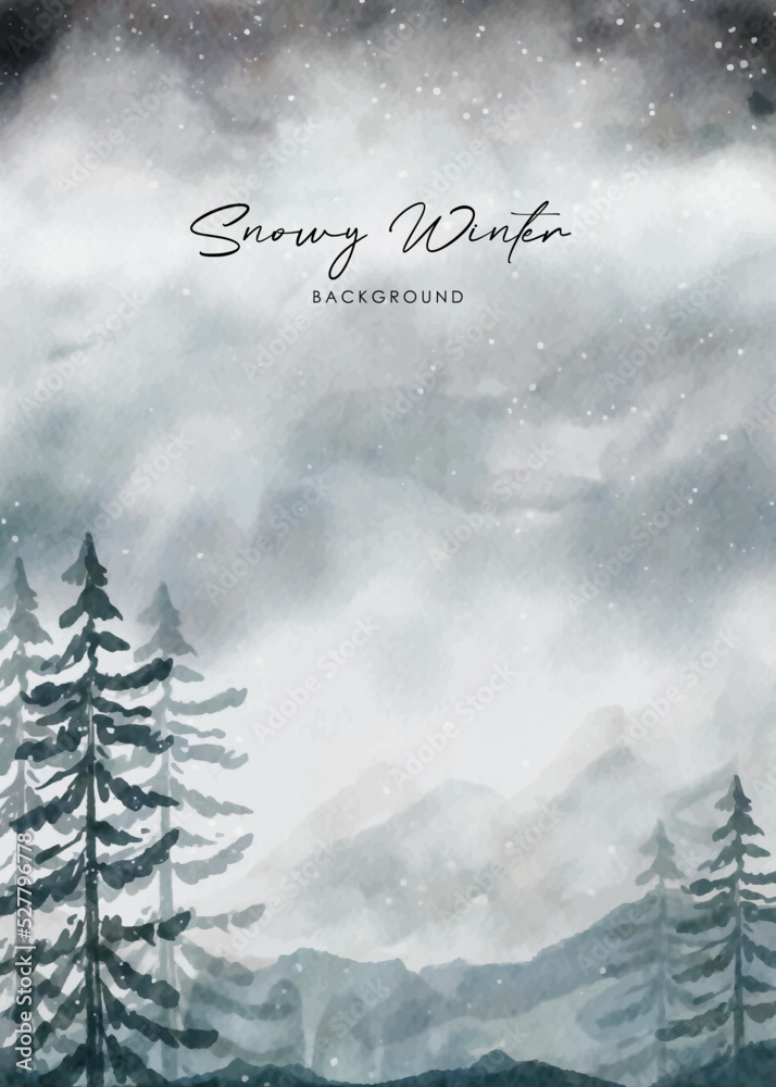 Fototapeta premium Snowy winter pine forest