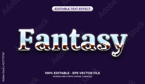 Shiny fantasy text effect. Cool editable three-dimensional chrome text effect