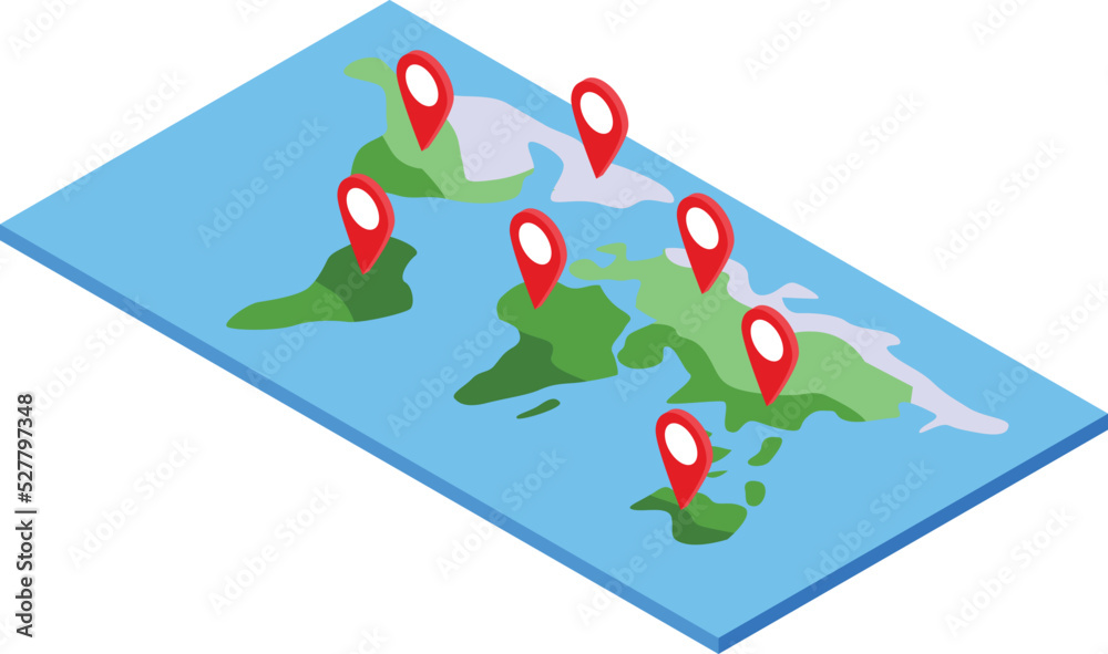Fototapeta premium Global trip location icon isometric vector. World travel. Tourism cruise