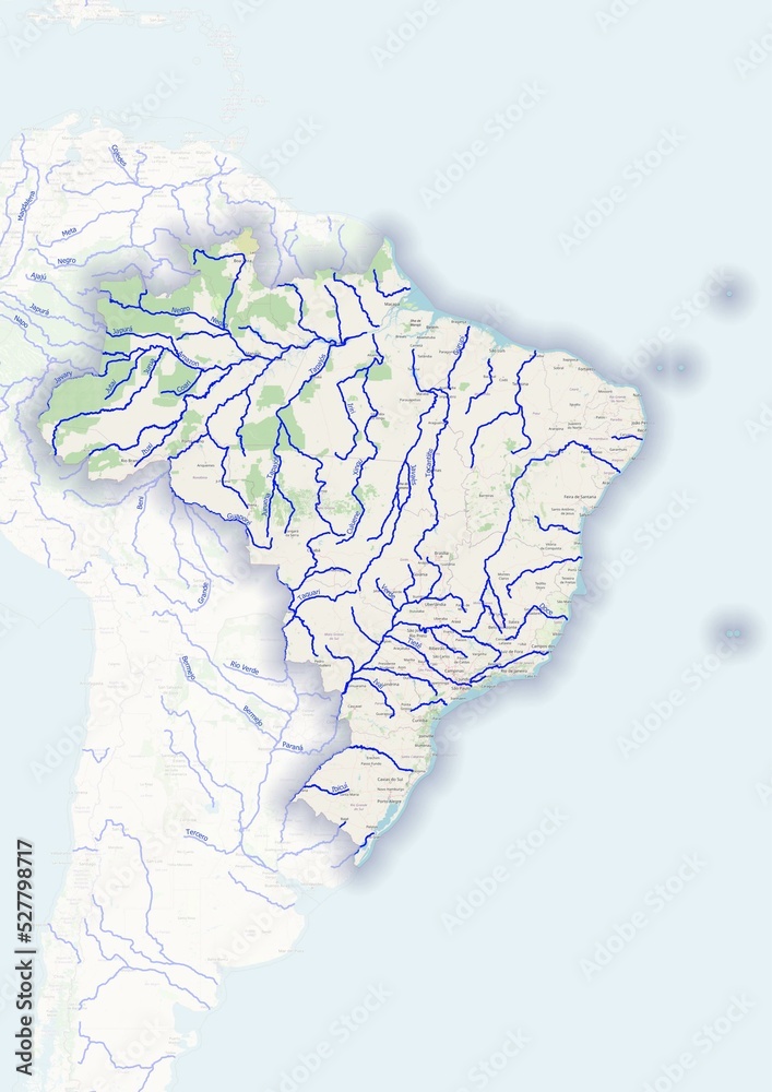 Brazil Physical Map With Important Rivers The Capital And Big Cities 1000 F 527798717 BZRiCT8TjXNi3fRIRO5cAjcInMwi4MO1 