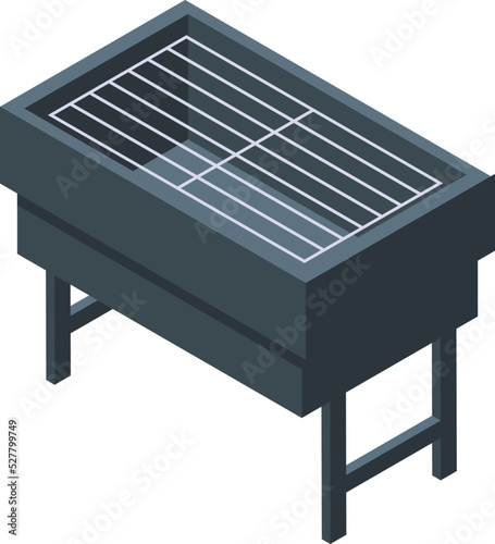 Grill bbq icon isometric vector. Fish master. Coal steak