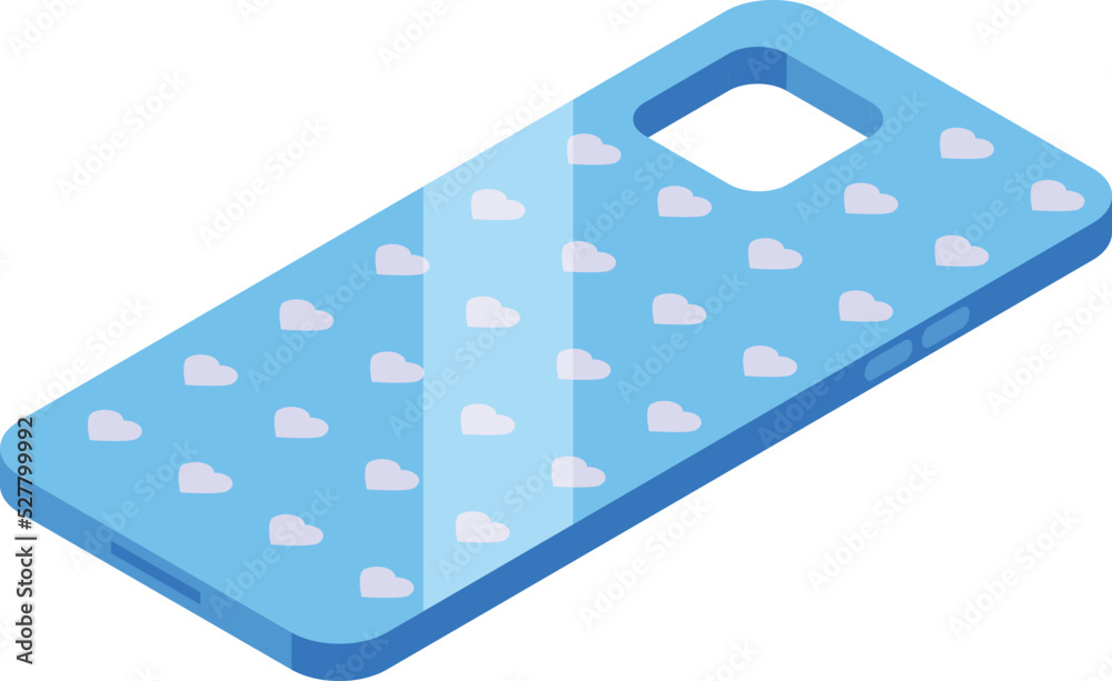Blue heart case icon isometric vector. Phone cover. Hard line Blue heart case icon isometric vector. Phone cover. Hard line
