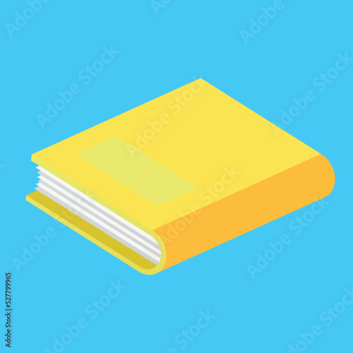 Yellow hardcover book, illustration, vector