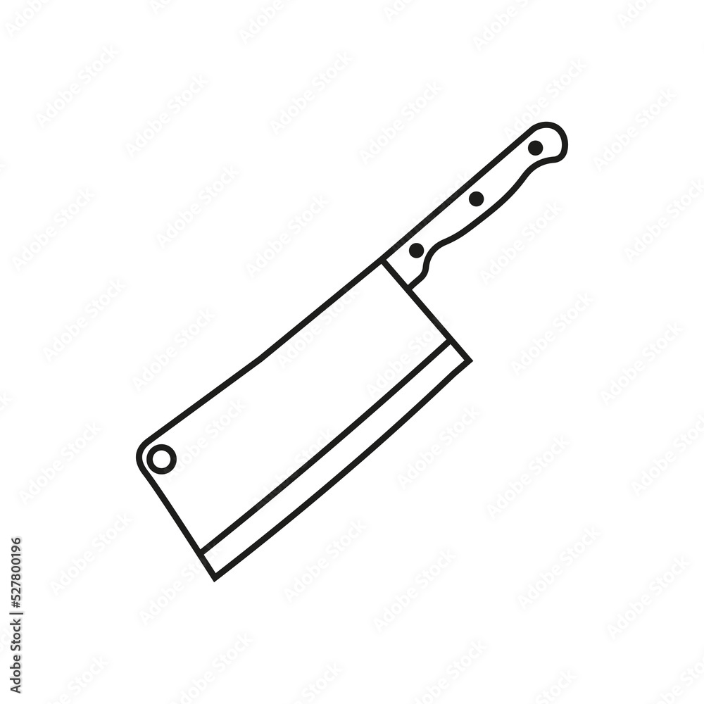 Meat cleaver knife icon. Vector. Line style. Meat cleaver knife icon. Vector. Line style.