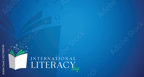 International Literacy Day background. design in vector form with abstract blue background and a little shadow. suitable for banners, wallpapers and others