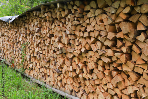 Sawn and chopped wood  firewood. winter stock