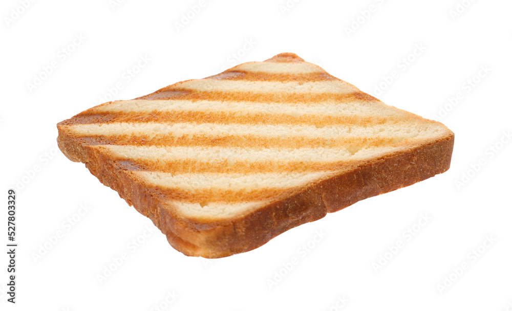 Slice of delicious toasted bread isolated on white Slice of delicious toasted bread isolated on white