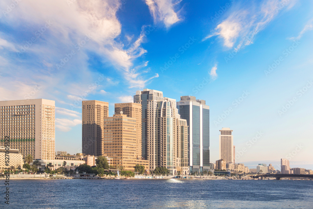 Beautiful view of the Nile embankment in the center of Cairo, Egypt Beautiful view of the Nile embankment in the center of Cairo, Egypt