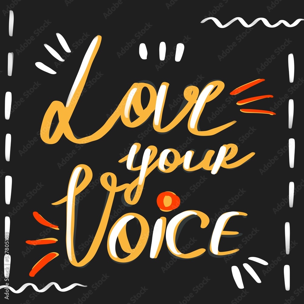 calligraphic inscription for print I love your voice