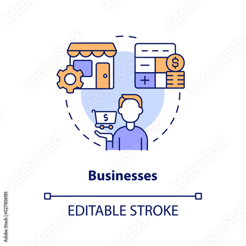 Businesses concept icon. Commercial cooperation. Creator economy stakeholder abstract idea thin line illustration. Isolated outline drawing. Editable stroke. Arial, Myriad Pro-Bold fonts used