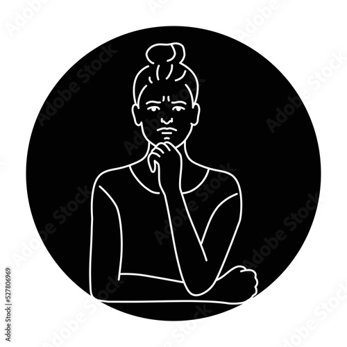 Female emotion of disgust color line illustration