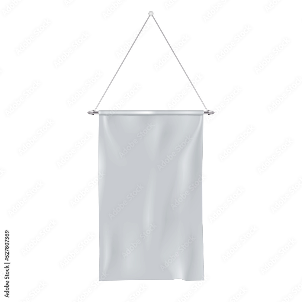 Blank rectangular pennant flag on metal pole isolated on white ...