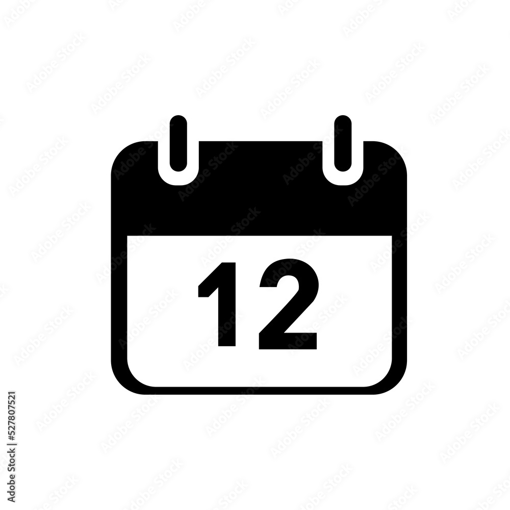 12th on the calendar icon symbol sign vector illustration logo template Isolated for any purpose. 12th on the calendar icon symbol sign vector illustration logo template Isolated for any purpose.