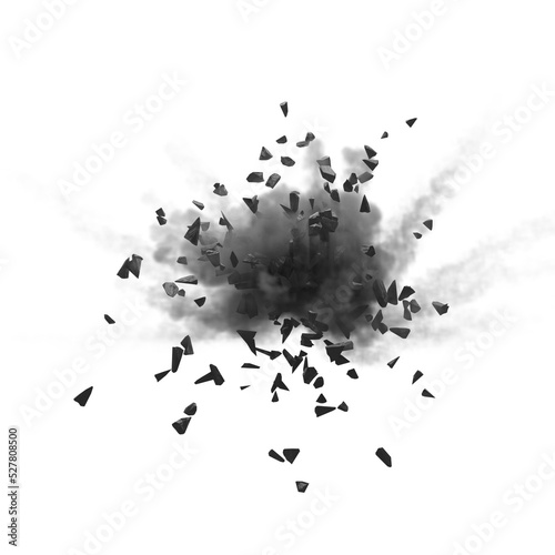 Exploding Debris and Rubble Bomb Blast Overlay, Transparent Background PNG 