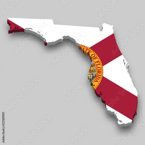 3d isometric Map of Florida is a state of United States photo