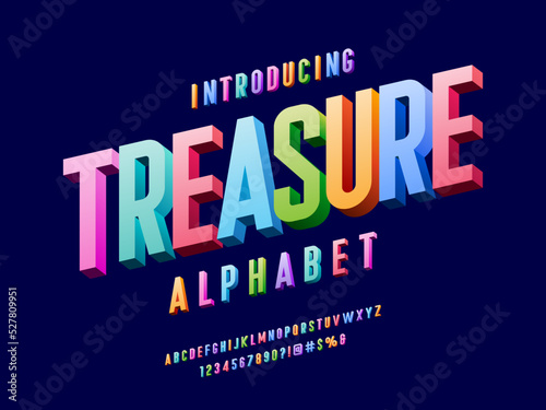 Vector of modern colorful alphabet design with uppercase, numbers and symbols