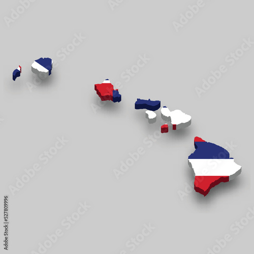 3d isometric Map of Hawaii is a state of United States photo