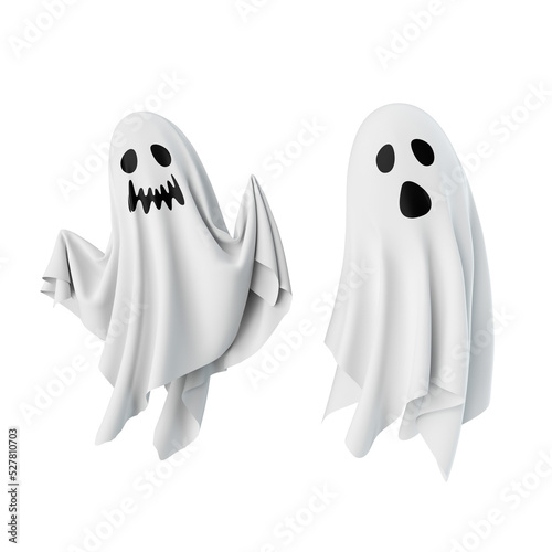 Obraz na płótnie 3d render, textile ghost character clip art set, isolated on transparent background