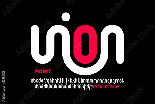 Linked letters font design, union alphabet letters and numbers vector illustration
