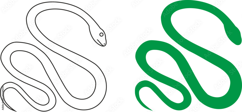 outline and silhouette of a snake outline and silhouette of a snake