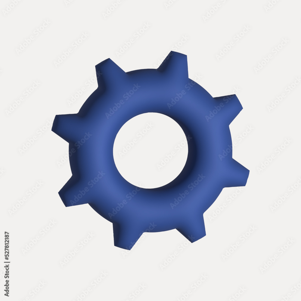 3d gear icon, configuration symbol. workflow concept