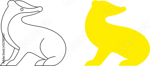 outline and silhouette of a badger