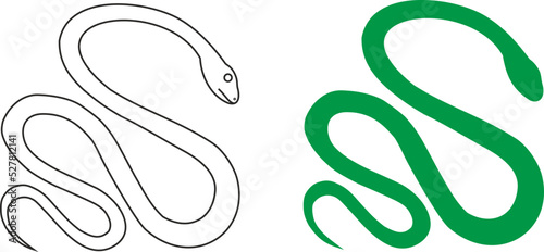 outline and silhouette of a snake