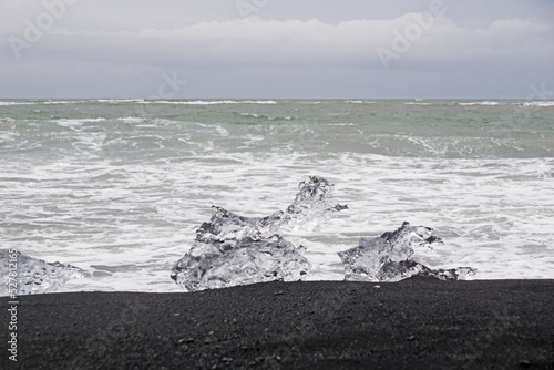 Block of ice on Diamond Beach in Iceland