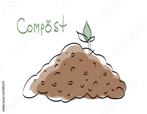  vector  compost pile, illustrations in doodle style