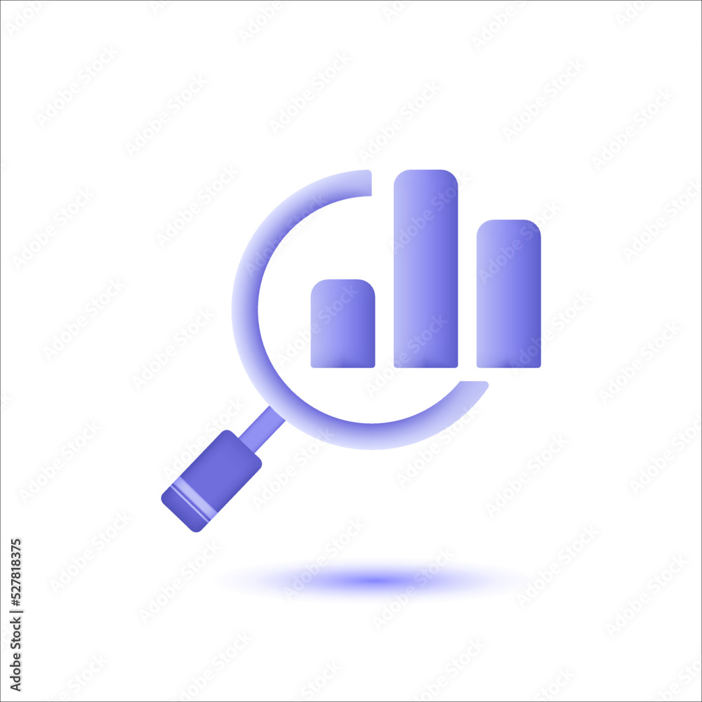 3d icon search data chart. Realistic icon vector illustration. Trendy modern design illustration isolated 3d icon search data chart. Realistic icon vector illustration. Trendy modern design illustration isolated