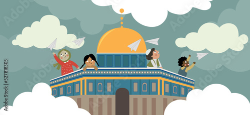 ramadan kareem in palestine vector illustration
